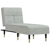 vidaXL Chaiselongue, Recamiere Verstellbar Multifunktional, Relaxliege Sofa Metallbeine, Schlafsofa Gästebett Wohnzimmer, Modern, Hellgrau Samt