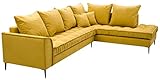 MKS Meble Modern Ecksofa - Wohnzimmer – Wohnlandschaft - L-Form Couch - Gemütlich Schlafsofa - Lena Gelb