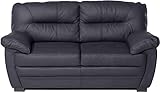 Mivano 2er-Sofa Royale / Zeitloses, bequemes Ledersofa mit hoher Rückenlehne / 160 x 86 x 90 / Lederimitat, Schwarz