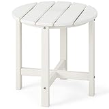 COSTWAY Beistelltisch, Kleiner Gartentisch aus UV-beständigem Kunststoff, Balkontisch wetterfest, für Terrasse, Balkon, Garten, 46 x 46 x 46 cm, Weiß