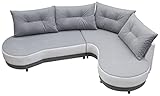 MKS MEBLE Ecksofa Wohnzimmer – Wohnlandschaft - L-Form Couch - Gemütlich Schlafsofa - Grau und Weiß