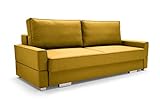 Siblo Sofa mit Schlaffunktion 94x230x103 cm SUZANA Kollektion - Elegante Schlafcouch mit Bettkassen - Couch 3 Sitzer für Wohnzimmer - Komfortables Schlafsofa - Sofa 3-Sitzer - Gelb