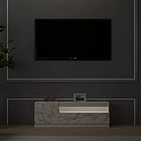 moebel17 TV-Schrank, Fernsehtisch,TV Lowboard,TV Tisch,Sideboard(Marmor Optik) mit LED stehend, Weiß, Holz, mit 2 Türen viel Stauraum, für Wohnzimmer, Designerstück,120 x 40 x 37 cm, 9505