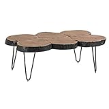 WOHNLING Couchtisch BAGLI Massiv-Holz Akazie 115 cm breit Wohnzimmer-Tisch Design Metallbeine Landhaus-Stil Beistelltisch Natur-Produkt Wohnzimmermöbel Unikat modern Massivholzmöbel Echtholz Baumstamm