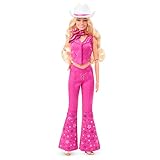 BARBIE THE MOVIE - Puppe für Barbie Filme Fans, Margot Robbie als Barbie. Sammelpuppe im Western-Outfit und Stiefeln mit Barbie Zubehör, als Geschenk für Kinder ab 3 Jahren geeignet, HPK00