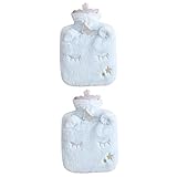 TOYANDONA 2 Stück Beheizte Wasserflasche Wärmewasserbeutel Plüschstofftier Blaue Plüsch-Wärmflasche Warmwasserbeutel Winter-Warmes Zubehör Füllung Handwärmer Elektrische