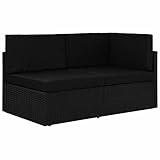 JUNZAI Modulares 2-Sitzer-Sofa, Lounge Sofa Outdoor, Garten Loungemöbel, Gartensofa, Gartenlounge, Outdoor Möbel Sofa, Poly Rattan Schwarz