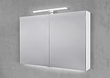 Intarbad ~ Spiegelschrank 100 cm mit Multi LED Acryl Aufsatzleuchte Doppelspiegeltüren Shorewood IB1945