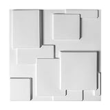 Art3d 3d Wandpaneele PVC Quadratische Wandpaneel, Pvc 3d Wandpaneele zur Wanddekoration Weiße 50 x 50 cm, 12 Stück，deckt 3 m²