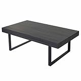 Couchtisch Kos T576, Wohnzimmertisch, 40x110x60cm MVG-Zertifiziert - Schwarze Eiche-Optik, dunkle Metall-Füße