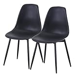 Mingone Schwarze Esszimmerstühle 2er Set Küchenstühle aus Kunststoff Bequemer Esstisch Stuhl mit Metallbeinen Ergonomischen Kann in der Küche Esszimmer und Wohnzimmer, Maximale Belastbarkeit 120kg