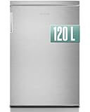 HEINRICHS Getränkekühlschrank 120L klein kompakt leise: 40db mit Gefrierfach( 13L) Mini-Bar; Tisch-Kühlschrank; Mini Kühlschrank mit Gefrierfach; perfekt geeignet für Büro Camping Garten Outdoor,inox