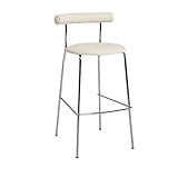 Nordisches Schmiedeeisen Barhocker, Heim Tresenhocker, Barstuhl Mit Geschwungener Gepolsterter Rückenlehne, Sitzhöhe 65/75 Cm Küchentheke Esszimmerstuhl(Size:75cm/29.5',Color:Silber-Off-Weiß)