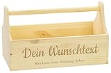 LAUBLUST Geschenkkorb Holz Personalisiert - Präsentkorb mit Wunsch-Gravur - 6 Schriftarten - ca. 34x18x20cm, Natur