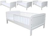 Micoland Kinderbett Juniorbett 160x70 cm mit Matratze umbaubar Weiss