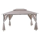 NATERIAL - Garten Pavillon OXIS - 3x4 m - 12m² - Wasserabweisend Festzelt - Stahl - Dunkelgrau und Taupe