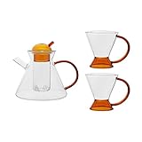 Wasserkrug Kühlschrank Glaskugel Teekanne Tasse Set Küchenwasserkrug Hitzebeständige Hochtemperaturfarbene Klarglas-Tee-Set mit Filter Wasserkaraffe