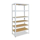 shelfplaza® 200x60x40cm Home Schwerlastregal weiß/Metallregal mit 6 Böden/Kellerregal Metall, Garagenregal, Werkstattregal oder Regal Lagerregal/Steckregal Metall mit 145kg Tragkraft