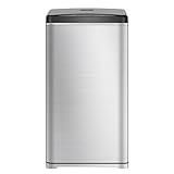 GONICVIN Sensor mülleimer küche, Edelstahl-Mülleimer, Automatikdeckel, eckig, ca. 50 Liter für Küchen-, Rest-, Biomüll oder als Windeleimer (Silber)