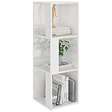 Tidyard Eckschrank mit Fächer Kommode Anrichte Beistellschrank Mehrzweckschrank Schrank Regal Vitrine Hochglanz-Weiß 33x33x100 cm Holzwerkstoff