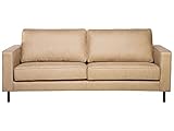 Beliani Sofa 3-Sitzer Lederoptik modernes Ledersofa in Beige Couchsofa Savalen