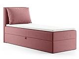 Boxspringbett Egro Mini mit Bettkasten und Kissen - Einzelbett mit Bonell-Matratze und Topper, Polsterbett, Bett, Schlafzimmer (Pink (Kronos 29), 100 x 200 cm)