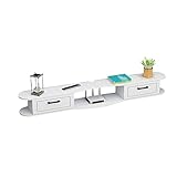 Schwebender TV-Ständerschrank, geschlossene Schranktür, Holz-Set-Top-Boxen, Multimedia-Aufbewahrungsregal, für Stodvd Blu-Ray-Player-Box, Kabelbox/Weiß / 100 cm/Weiß/100 cm Happy Many Times