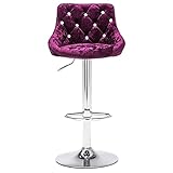 MOBYAT Hocker, einfacher drehbarer Barstuhl mit hoher Rückenlehne und Sitzkissen, für Heim-Wohnzimmer-Bardekorationen, höhenverstellbar 58–78 cm (Farbe: Grau) (Lila)