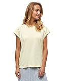 Minus Leti T-Shirt Damen Größe S | Gelbes Tshirt Damen | Basic Tshirt Damen Baumwolle Kurzarm Mit Rundem Halsausschnitt | Shirt Damen Elegant Mit Kurzen Ärmeln | Frühling Bluse Damen