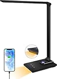 Schreibtischlampe LED Tischlampe 5 Lichtfarben 6 Helligkeitsstufen dimmbar Memory-Funktion USB-Anschluss für Büro Zimmer Aufladung Smartphones Tischleuchte Augenschutz Touchscreen Keine Netzstecker