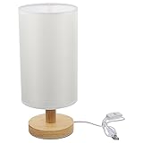 OSALADI Kleine Tischlampe Usb Nachttischlampe Stoff Holz Schreibtischlampe Schlafzimmer Nachtlicht Für Wohnzimmer Heimdekoration Geschenk Beige
