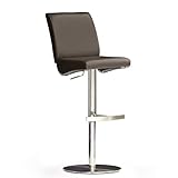 Robas Lund Barhocker Braun Leder mit Lehne Barstuhl drehbar 360 Grad, Hocker höhenverstellbar, DI.AZ