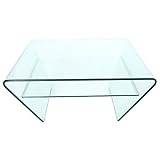 Invicta Interior Moderner Glas Couchtisch FANTOME 70cm Trapez mit Ablage transparent Glastisch Wohnzimmertisch Tisch