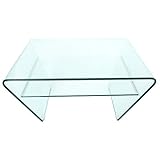 Invicta Interior Moderner Glas Couchtisch FANTOME 70cm Trapez mit Ablage transparent Glastisch Wohnzimmertisch Tisch