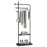 Garderobenständer Goldene Schlafzimmer-Bodengarderobe, hängende Kleiderständer, Hotel-Bekleidungsgeschäft, Einzelstangen-Garderobe Kleiderständer (Color : Schwarz)