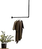 RSR Hangers Kleiderstange Garderobe Industrie Design für Ecke Wand Decke | Breite 70 cm x Höhe 70 cm | Garderobenstange | Ankleidezimmer | Schlafzimmer | Garderobe | begehbarer Kleiderschrank