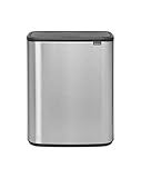 Brabantia 221422 Bo Touch Mülleimer – 2 x 30 Liter Inneneimer (matter Stahl,fingerabdruckfest) Abfalleimer / Recycling Kücheneimer mit herausnehmbaren Fächern + Gratis Müllbeutel