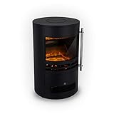 Klarstein Brixen Elektrokamin mit Flammeneffekt, Kamin elektrisch, Elektro Kamin mit 900/1800 Watt, stufenloses Thermostat, LED Backlight, Überhitzungsschutz, 3D-Flame-Effekt, InstaFire, schwarz