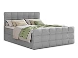 Boxspringbett Best Lux mit Fußteil, 2 Bettkästen und Topper - Doppelbett, Bonell-Matratz, Polsterbett, Bett, Betten, Bettgestell, Schlafzimmer (Grau (Inari 91), 140 x 200 cm)