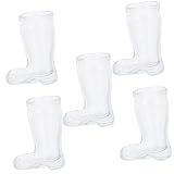 Mikinona 5 Stück Mini-Stiefelbecher Whiskeygläser Mini-Cowboystiefel Glaskaraffe Cowboystiefel Schnapsgläser Whiskey-Schnapsgläser Wein Bier Saftglas Transparentes Glas