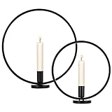 LEMESO 2 Stück Kerzenständer Set Kerzenhalter Metall Runder Kerzenleuchter für Weihnachten Hochzeit Abendessen bei Kerzenlicht Wohnzimmer Tisch Retro deko (Verschiedene Größen)