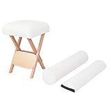 INLIFE Massage-Klapphocker mit 12 cm Dickem Sitz & 2 Nackenrollen Weiß,3.75kg,110146