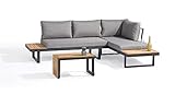 Home36® Gartenmöbel Set Sevilla, Sitzgruppe Garten Lounge, Gartenlounge, Aluminium, Holz Akazie, Metall-Garnitur, Balkonmöbel, Bank, Sofa Couch, Tisch, mit Polster