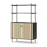 Vicco Bücherregal Bamboo 90x143cm, Sideboard mit viel Stauraum und Ablagefächern