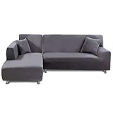 Feilaxleer Sofa Überwürfe Sofabezug Elastische für L Form Sofa Rechts/Links,Sofabezug Ecksofa Spannbezug(3 Sitzer+3 Sitzer,Grau)