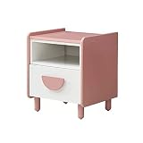 GRFIT Nachtschrank Kinder-Nachttisch, Schlafzimmer-Nachttisch, süßes rosa und weißes Aussehen, geeignet for Kinder-Mädchen-Schlafzimmer, 15,7 × 14,5 × 18,5 Zoll Nachtkommode