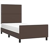 vidaXL Bettgestell mit Kopfteil Kunstlederbett Einzelbett Polsterbett Bettrahmen Bett Schlafzimmermöbel Schlafzimmerbett Braun 80x200cm Kunstleder