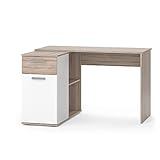 Vicco Schreibtisch Arbeitstisch Bürotisch Mamba modern 120x75 Arbeitszimmer Homeoffice Computertisch Regalschreibtisch PC-Tisch Büromöbel Schublade Schranktür Regalfach Aufbewahrung (Weiß-Sonoma)