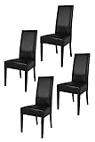 t m c s Tommychairs - 4er Set Moderne Stühle Luisa für Küche und Esszimmer, robuste Struktur aus lackiertem Buchenholz Farbe Schwarz, Gepolstert und mit schwarzem Kunstleder bezogen