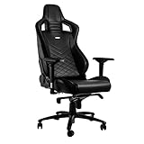 noblechairs Epic Gaming Stuhl Schwarz, Bürostuhl Ergonomisch, Kopf- und Lendenstütze, PU-Leder, Entwickelt für Nutzer bis 120kg und 1,85 Meter Hoch